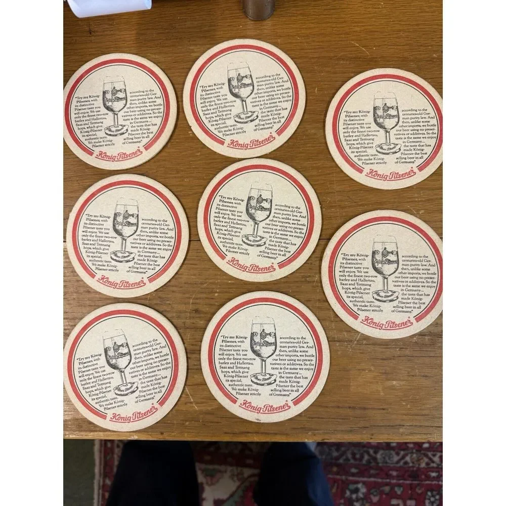 VINTAGE KONIG- PILSNER RARE 4 1/4 INCH‎ BEER COASTERS LOT OF 8